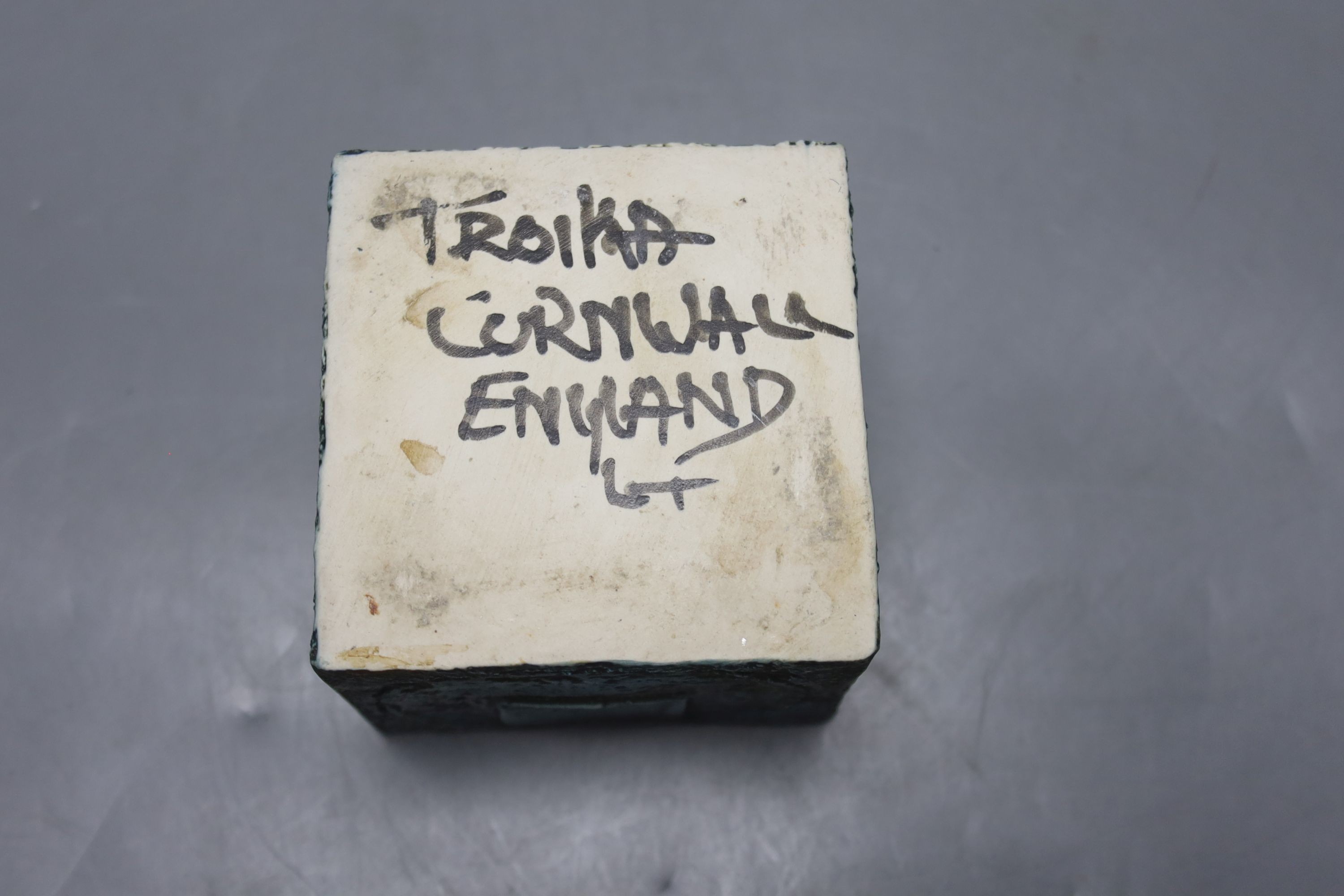 A Troika cube vase, 8 cms high.